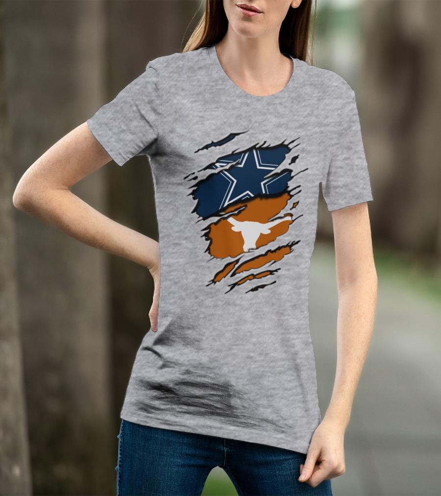 Cowboys Longhorns Star And Bull Texas Pride T-Shirt