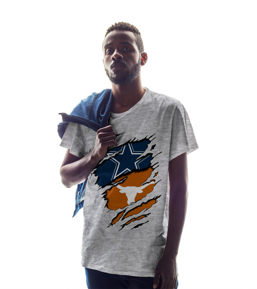 Cowboys Longhorns Star And Bull Texas Pride T-Shirt