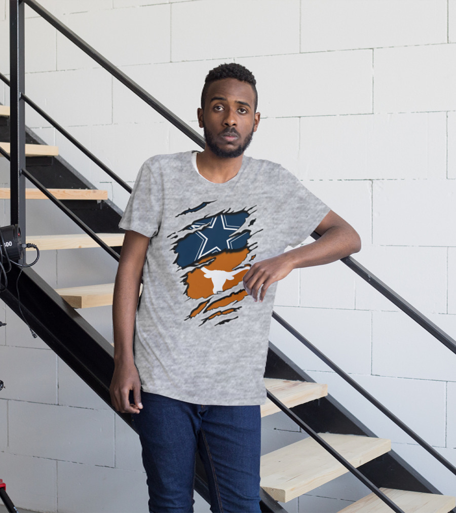 Cowboys Longhorns Star And Bull Texas Pride T-Shirt