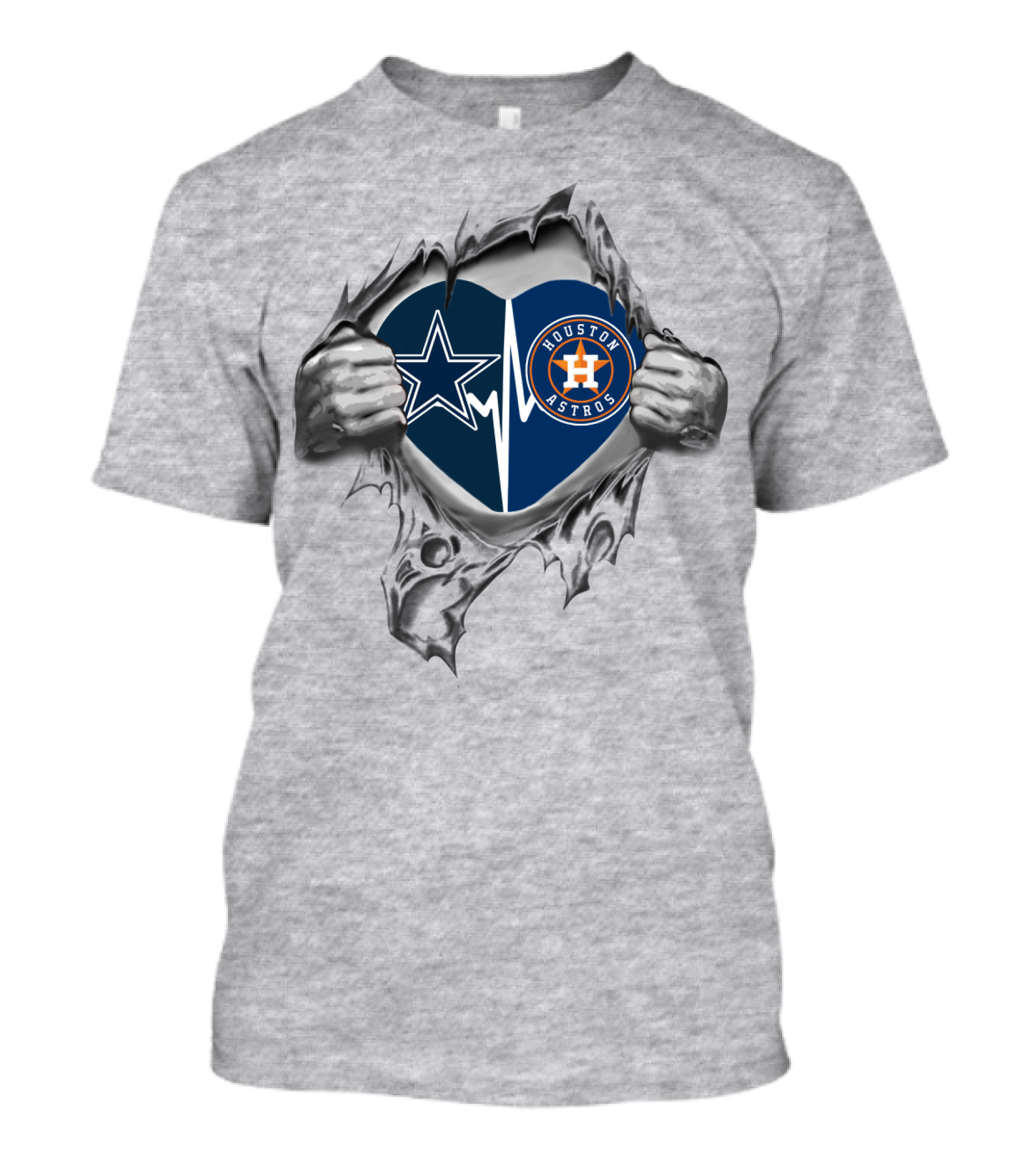 Cowboys Astros Heartbeat Passion T-Shirt