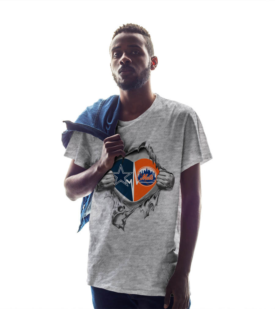 Cowboys Mets Heart Ripping Through T-Shirt