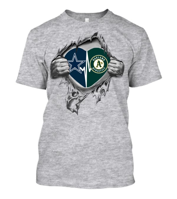 Cowboys Oakland Athletics Hearted Symbolic Tear T-Shirt