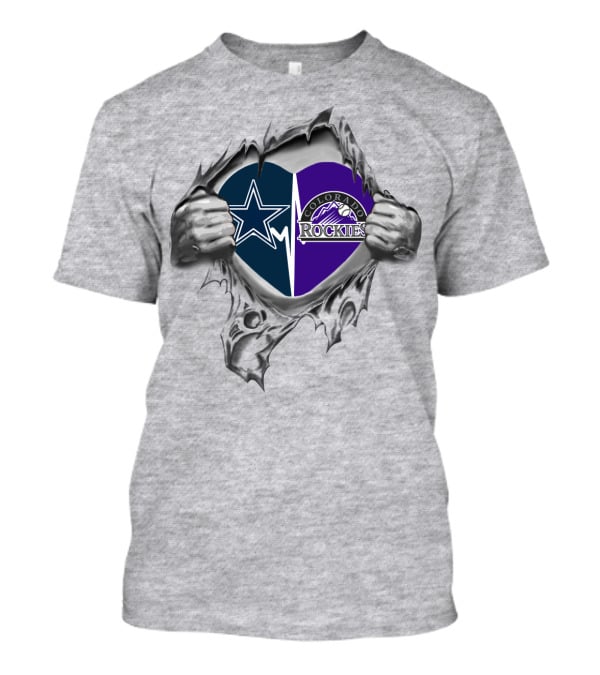 Cowboys Rockies Heart With Star And Mountain T-Shirt