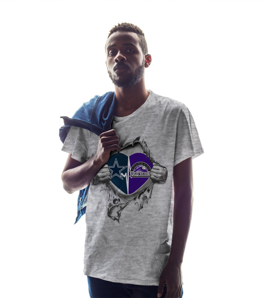Cowboys Rockies Heart With Star And Mountain T-Shirt