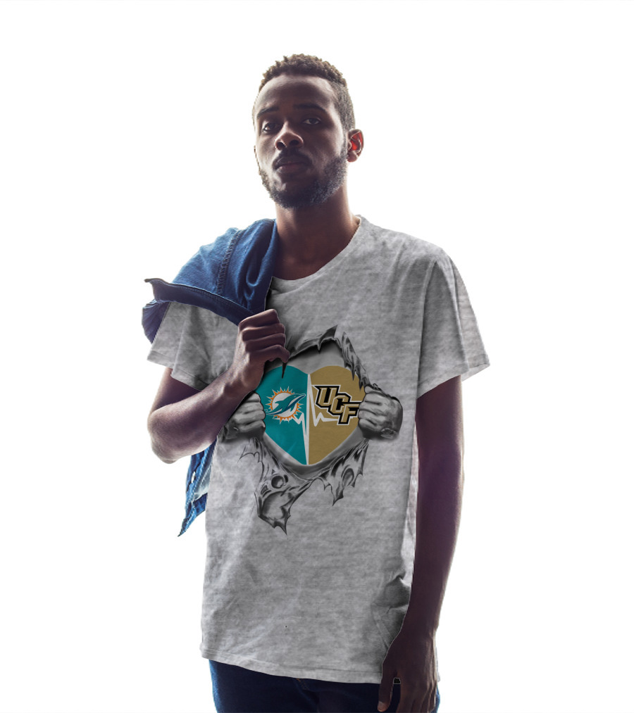 Dolphins Ucf Heart Torn Open By Strong Hands T-Shirt