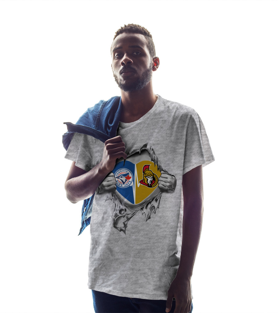 Toronto Blue Jays Ottawa Senators Heart T-Shirt