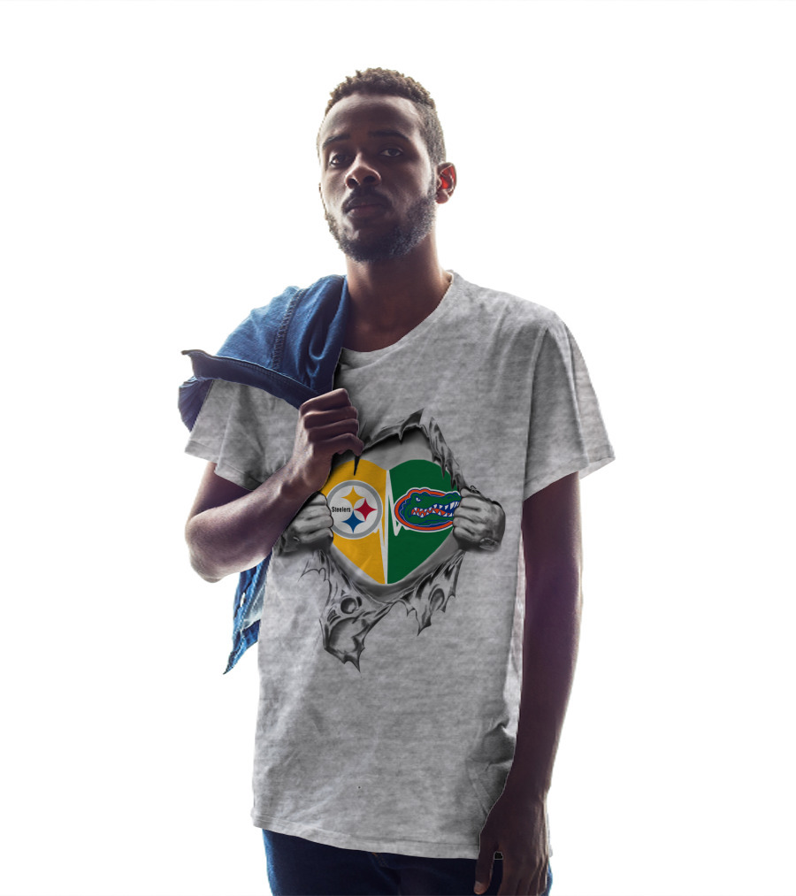 Steelers Gators Heart Logo Burst T-Shirt