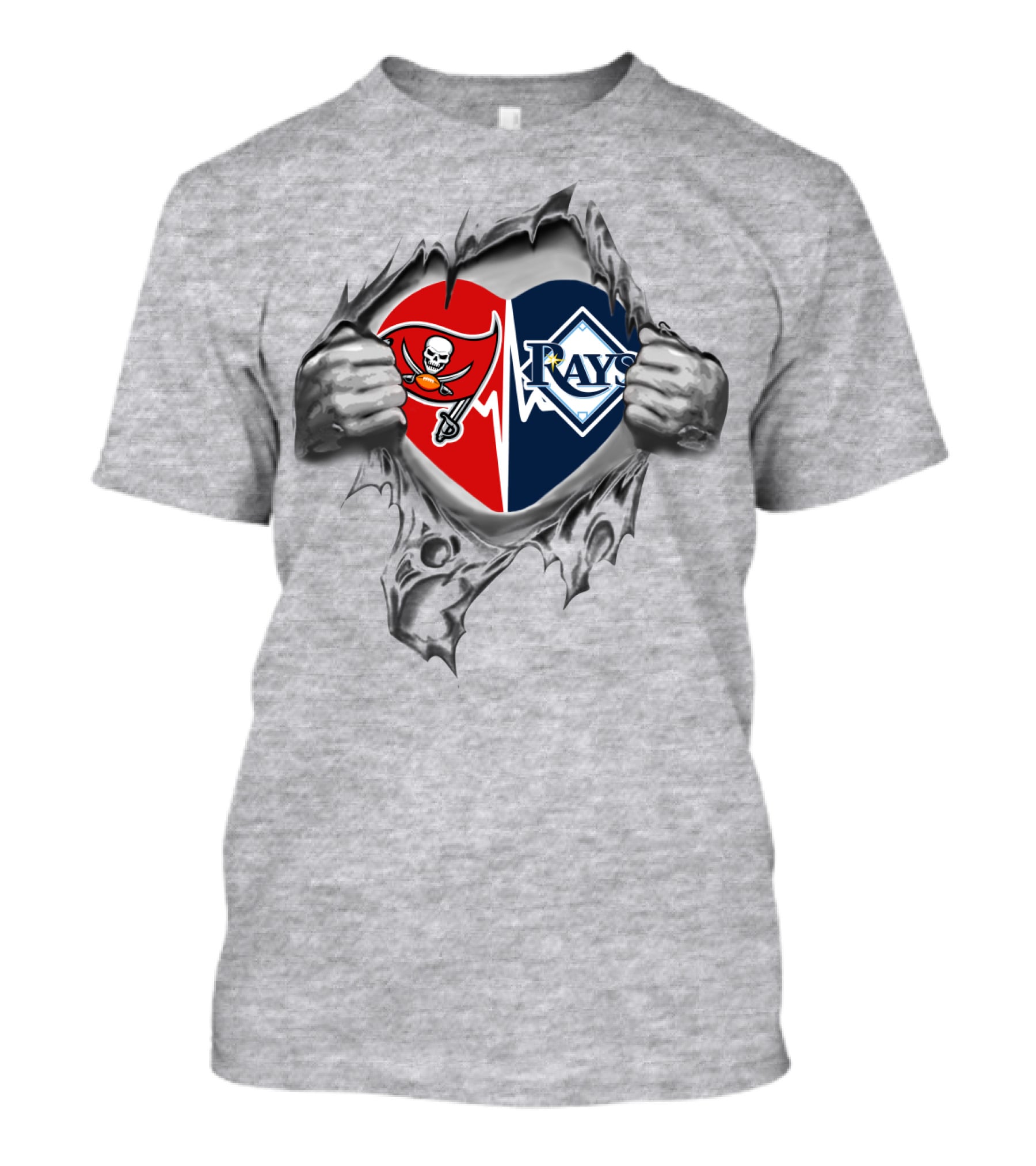 Buccaneers Rays Heart Logo Peel T-Shirt