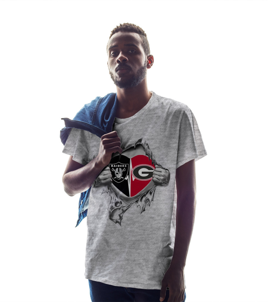 Raiders Georgia Bulldogs Heart Icons T-Shirt