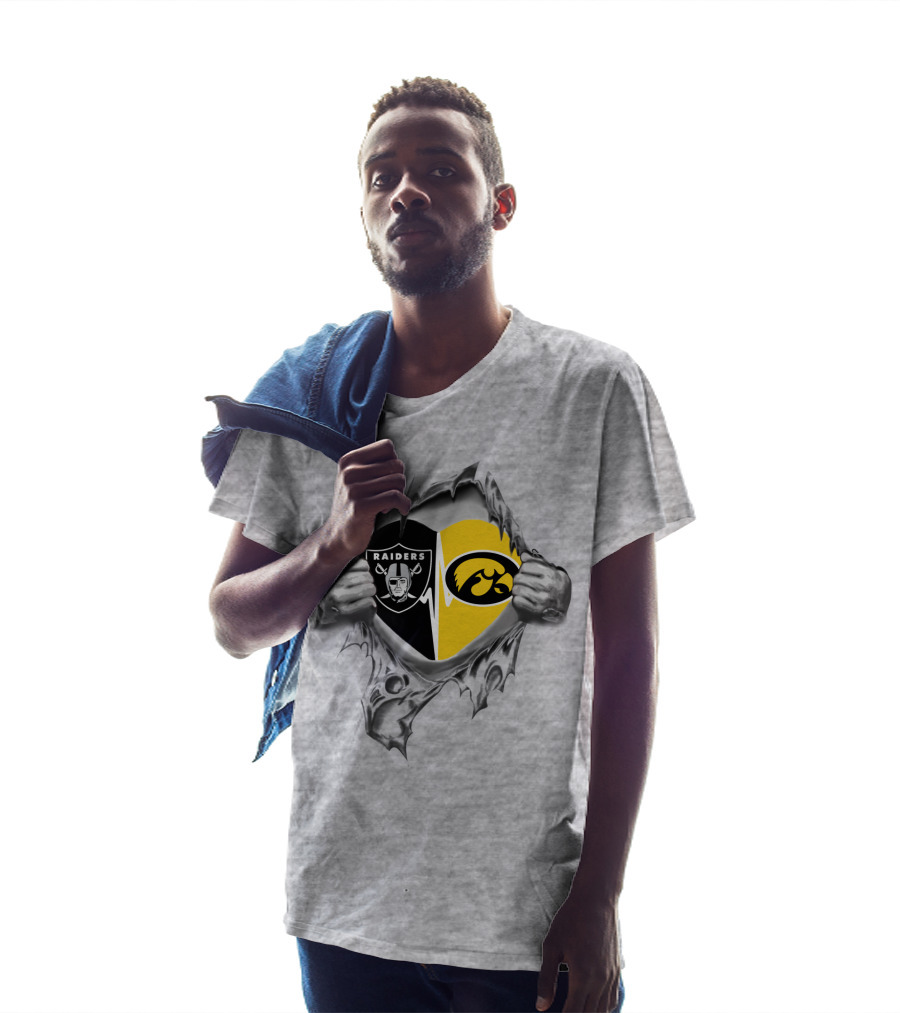 Raiders Hawkeyes It's In My Heart Dual Logo Reveal T-Shirt