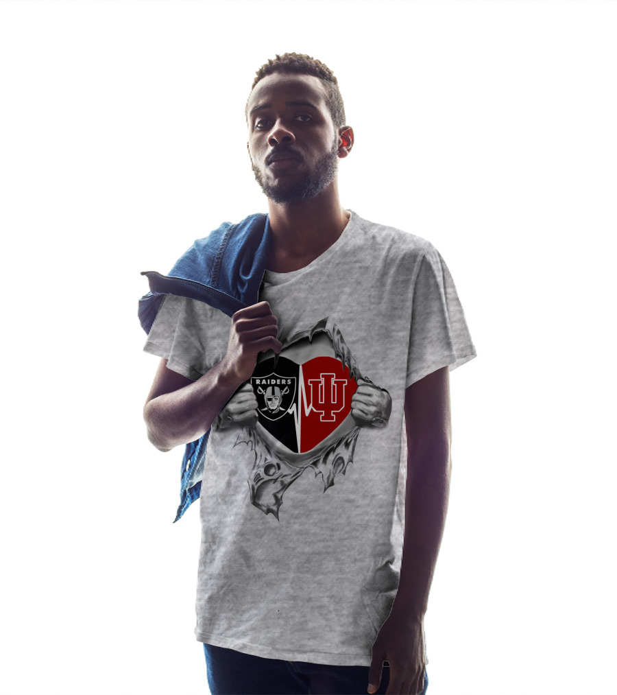 Raiders Hoosiers Heartbeat Fusion With Raider And IU T-Shirt