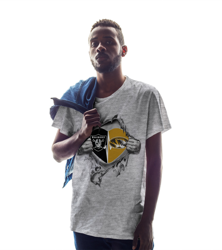Raiders Tigers Heartbeat Raiders Missouri Tigers T-Shirt