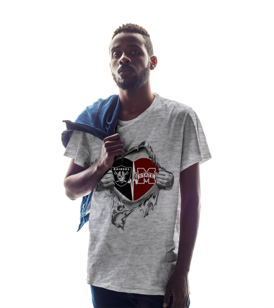 Raiders MS State Logo Heart T-Shirt