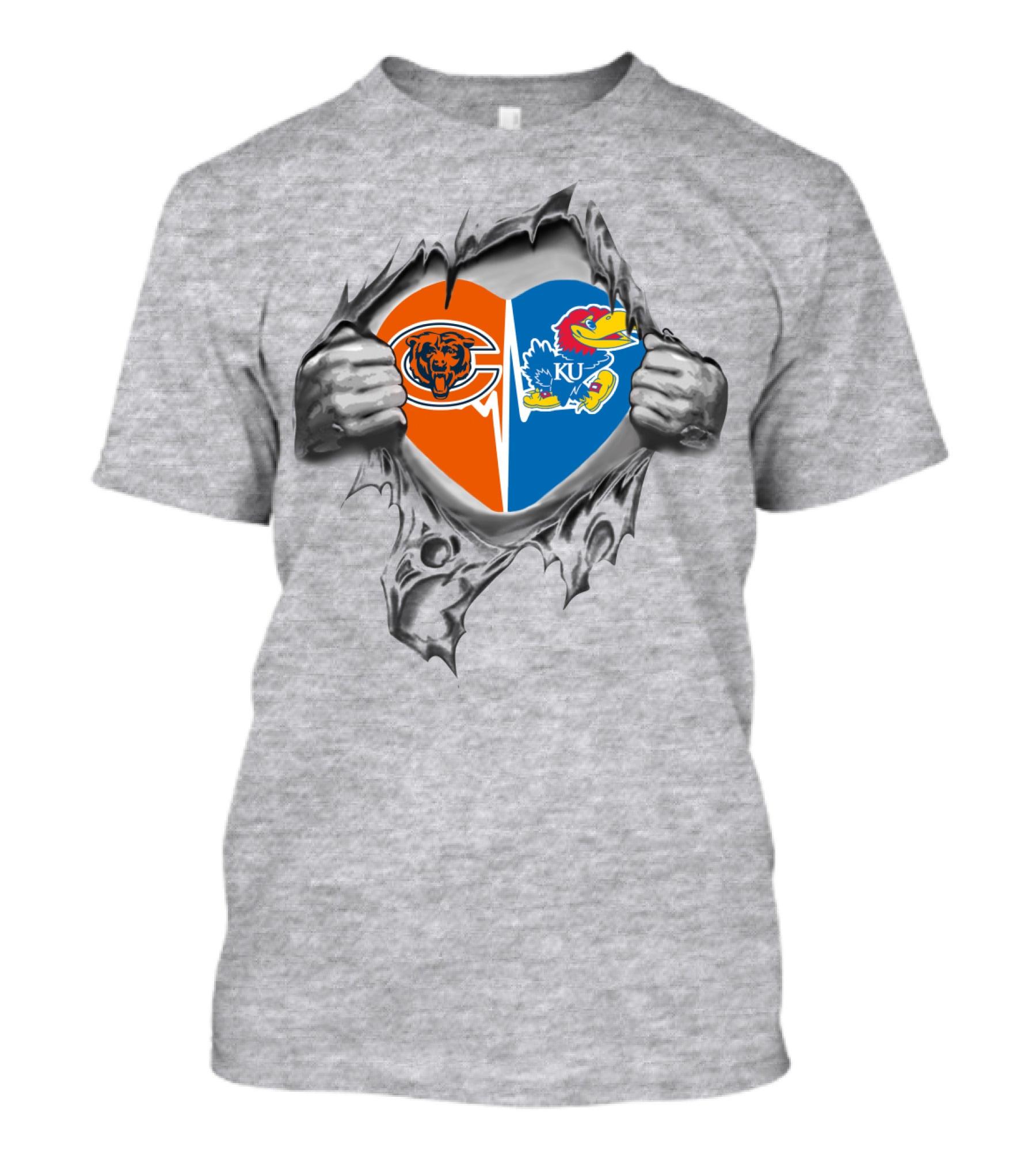 Bears Chicago Kansas Jayhawks Heart Logo Fan Pride Emotion T-Shirt