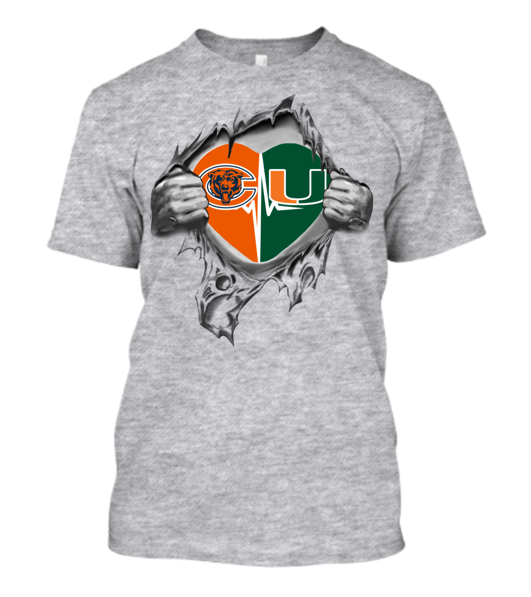 Bears Hurricanes Heart Shaped Torn T-Shirt