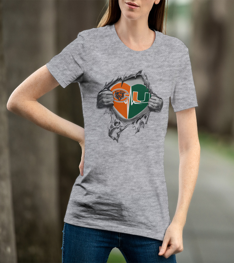 Bears Hurricanes Heart Shaped Torn T-Shirt