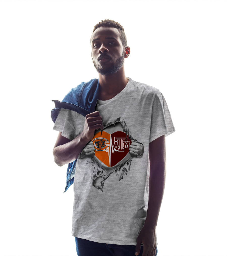 Chicago Bears Texas A&M Aggies Heart Emblem T-Shirt