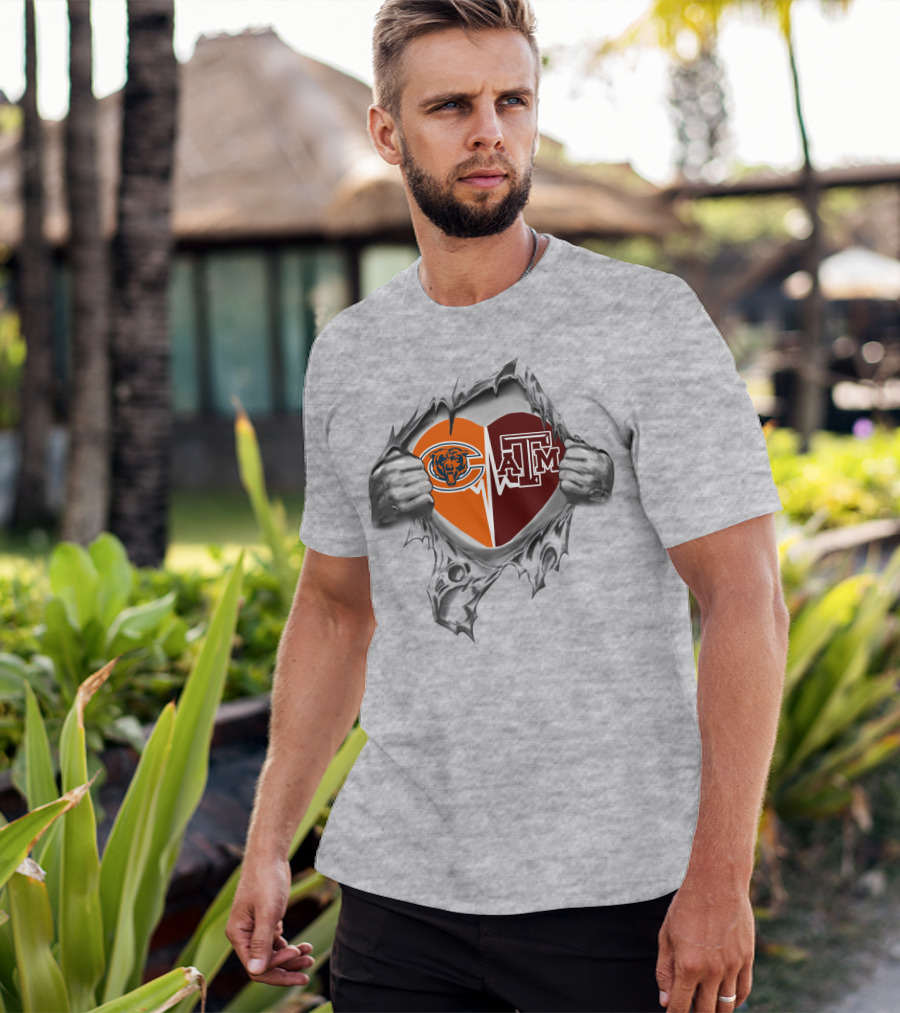 Chicago Bears Texas A&M Aggies Heart Emblem T-Shirt