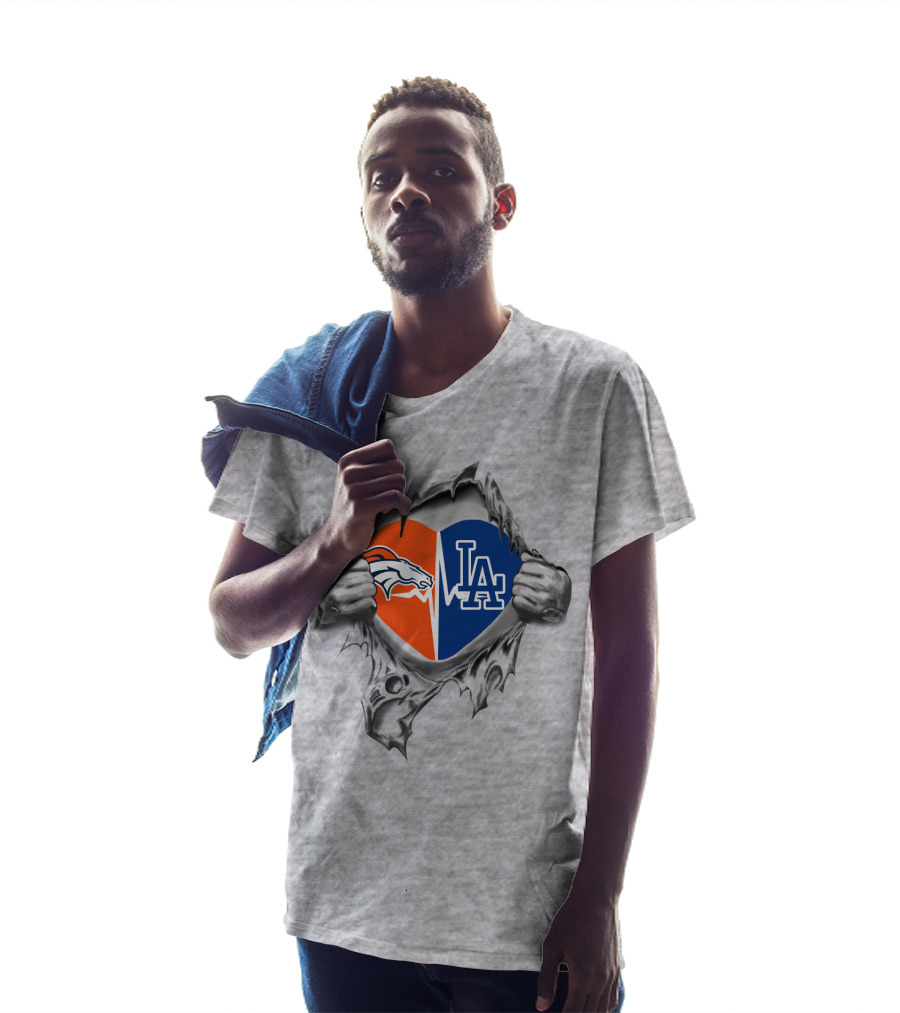 Broncos Dodgers Heart Torn Open T-Shirt