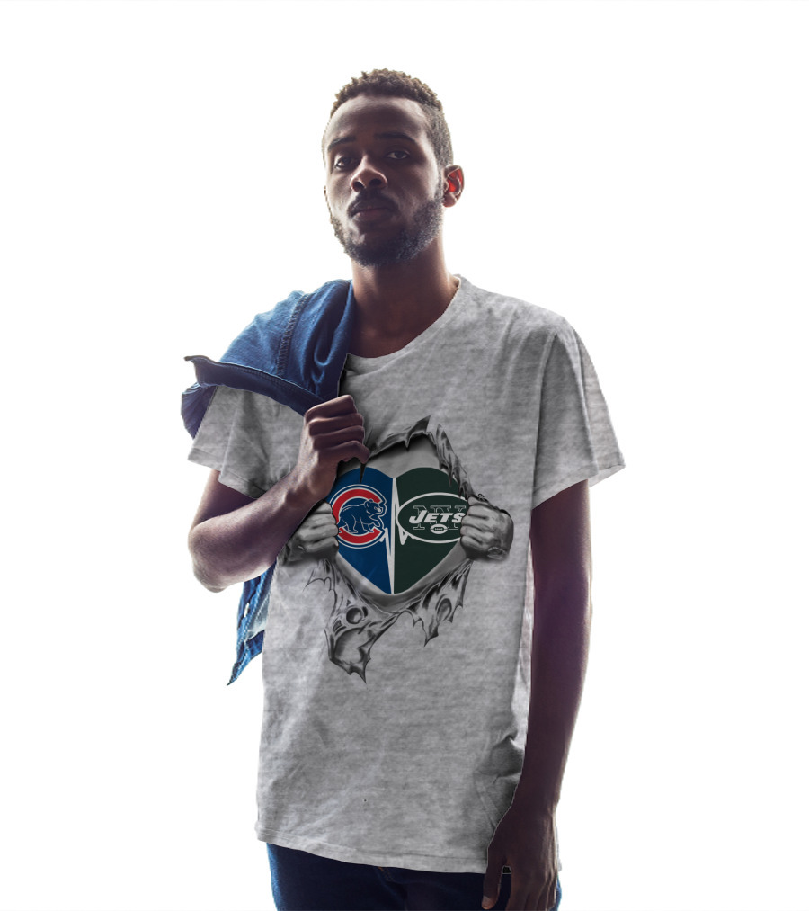 Cubs Jets Heart Logo Split T-Shirt