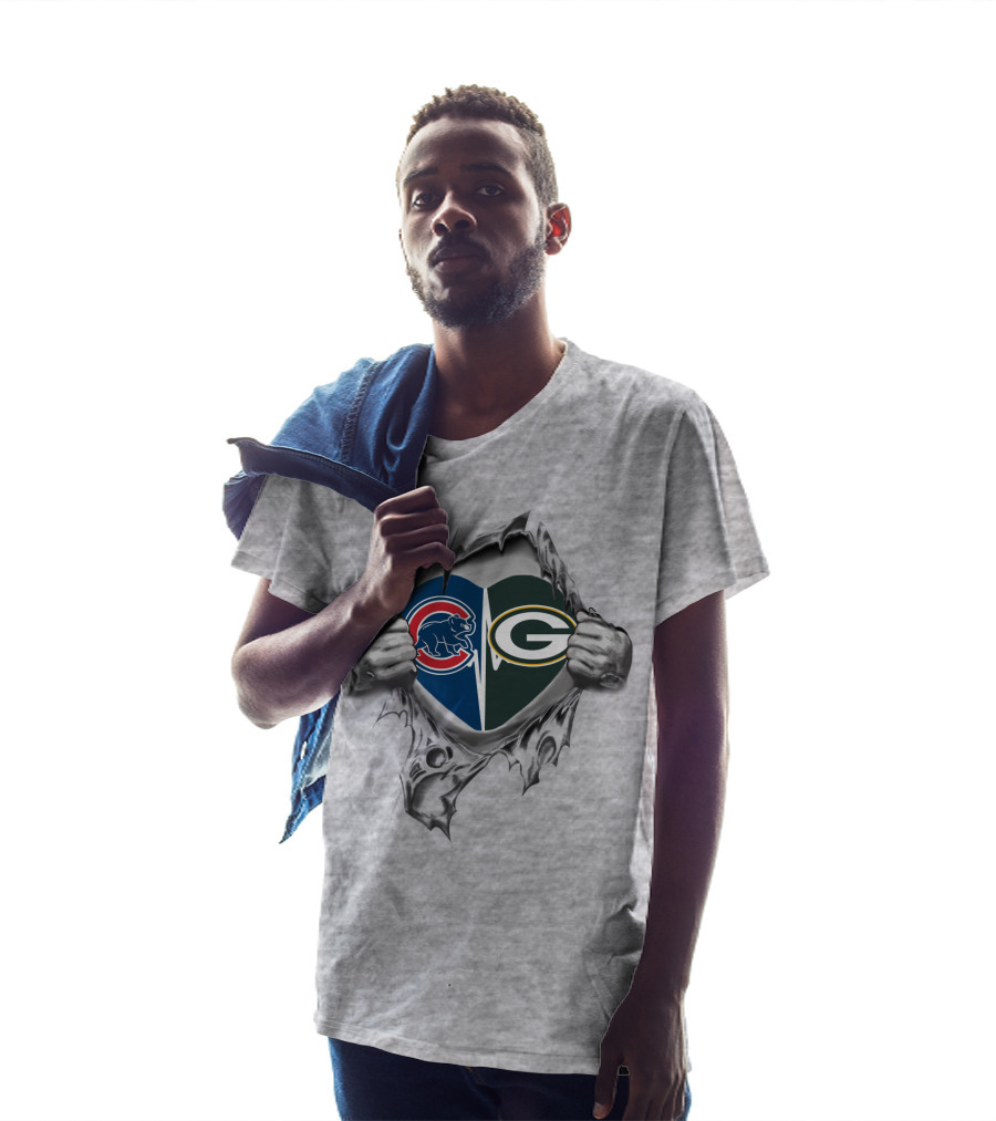 Cubs Brewers Packers Heartburst T-Shirt