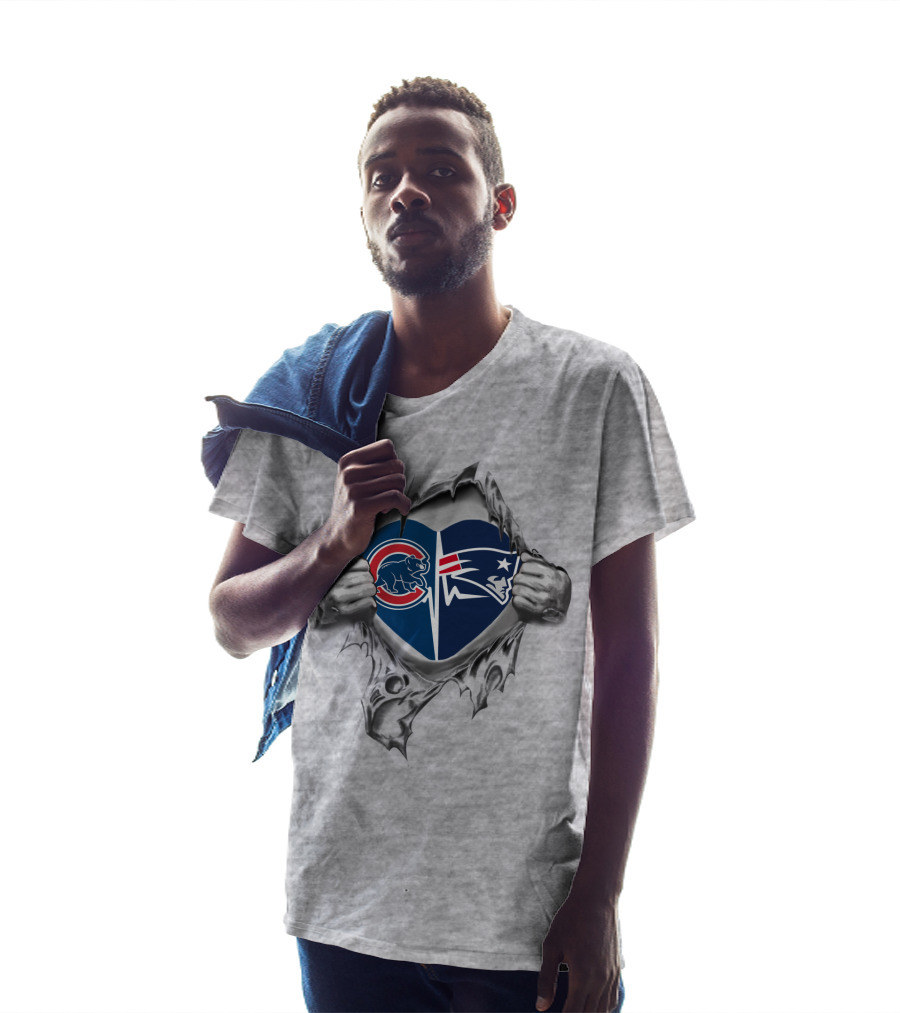 Cubs Patriots Heart Tear T-Shirt