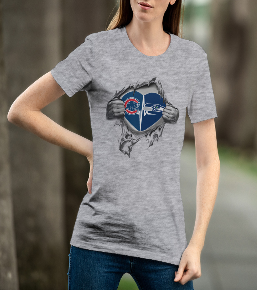 Cubs Seahawks Heartbeat Split T-Shirt