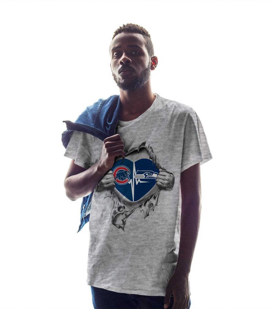 Cubs Seahawks Heartbeat Split T-Shirt