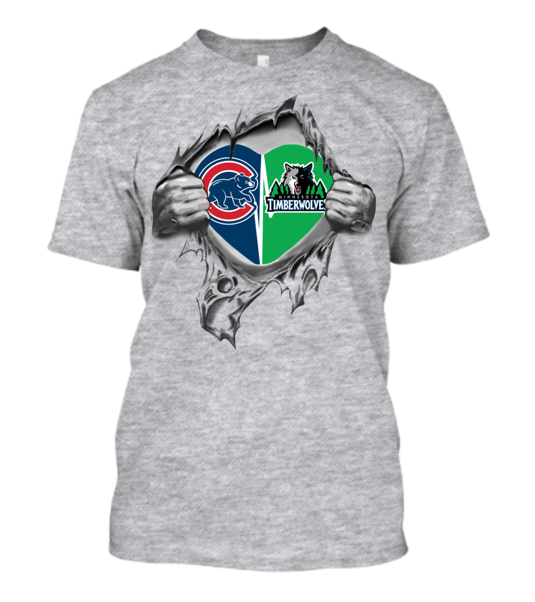 Cubs Timberwolves Logo Torn Heart T-Shirt