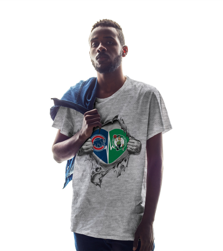 Cubs Celtics Heart Torn Open T-Shirt
