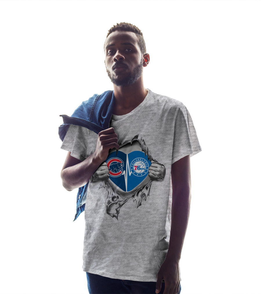 Cubs 76Ers Philadelphia Heart Torn T-Shirt