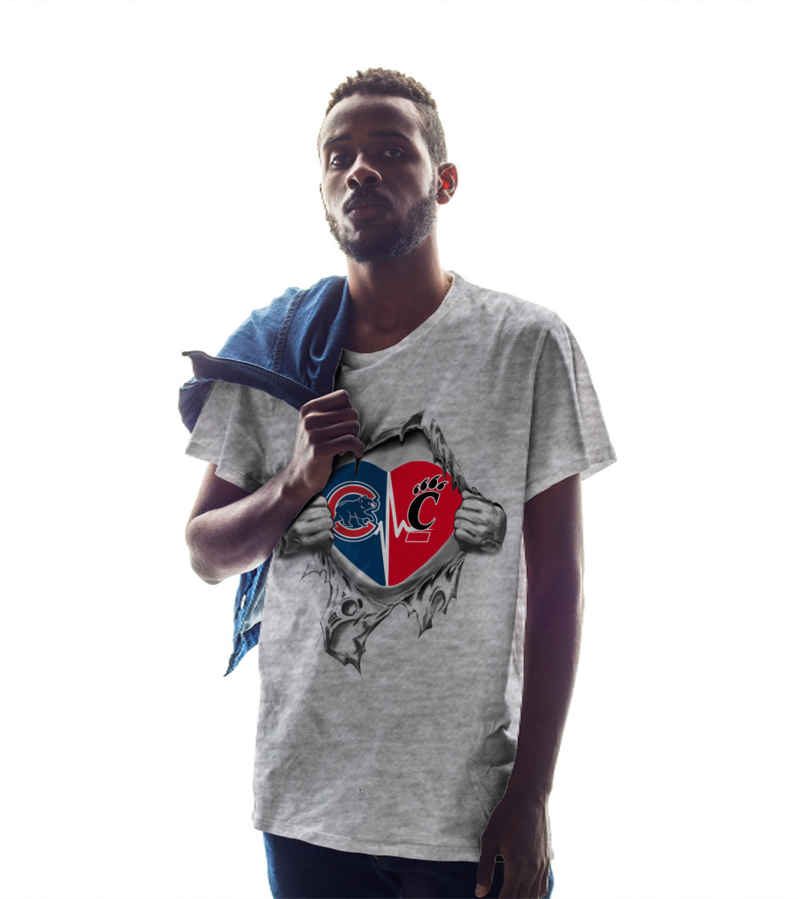 Cubs Bearcats Heartbeat Split Sports T-Shirt