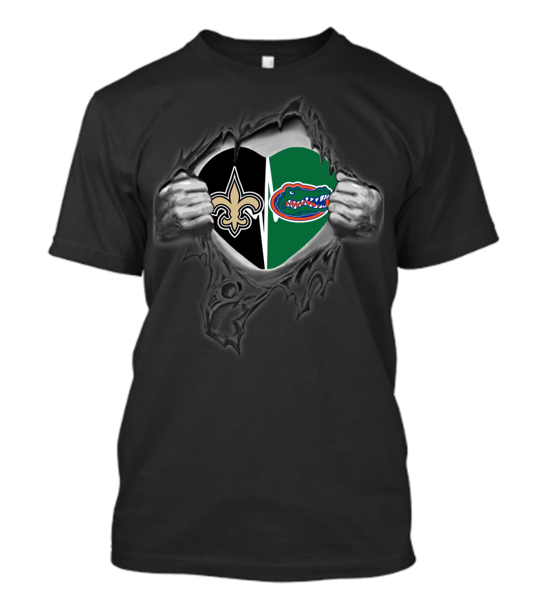 Saints Fleur-de-lis And Florida Gators Logo Heart T-Shirt