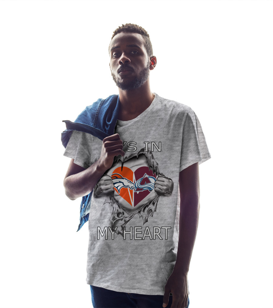 It's In My Heart Broncos Avalanche Logo Heart Tear T-Shirt