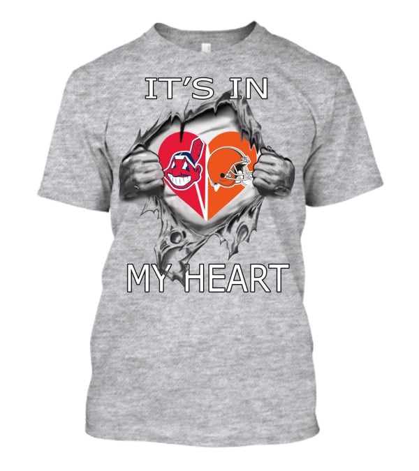 It's In My Heart Browns Indians Heart And Helmet T-Shirt