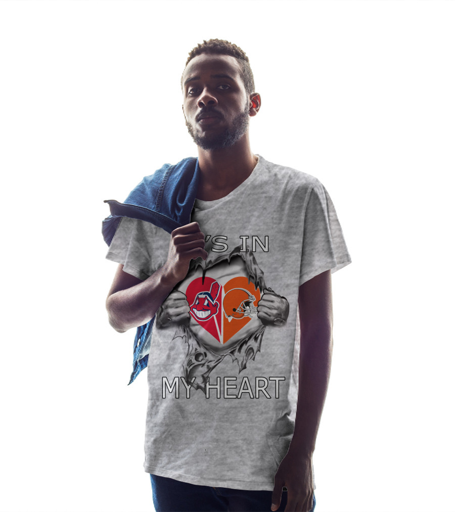 It's In My Heart Browns Indians Heart And Helmet T-Shirt
