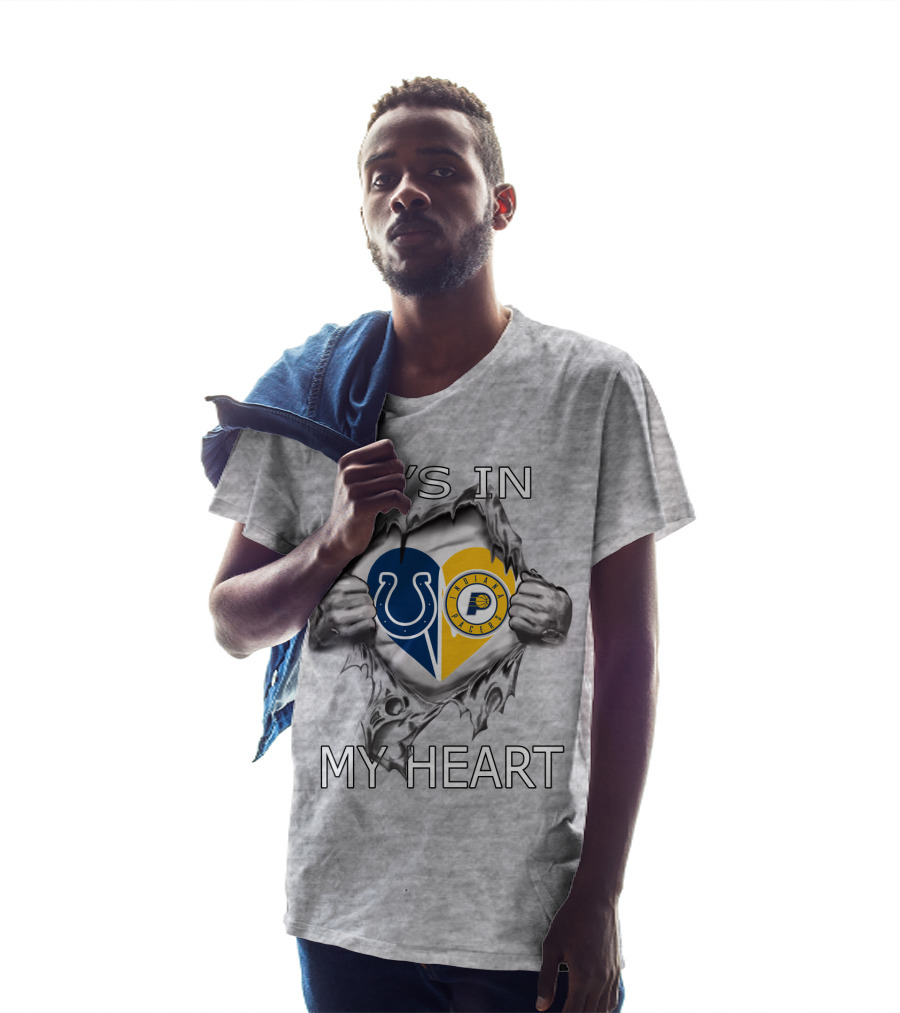 Colts Pacers It's In My Heart Indianapolis Sports Fan Logo Love T-Shirt