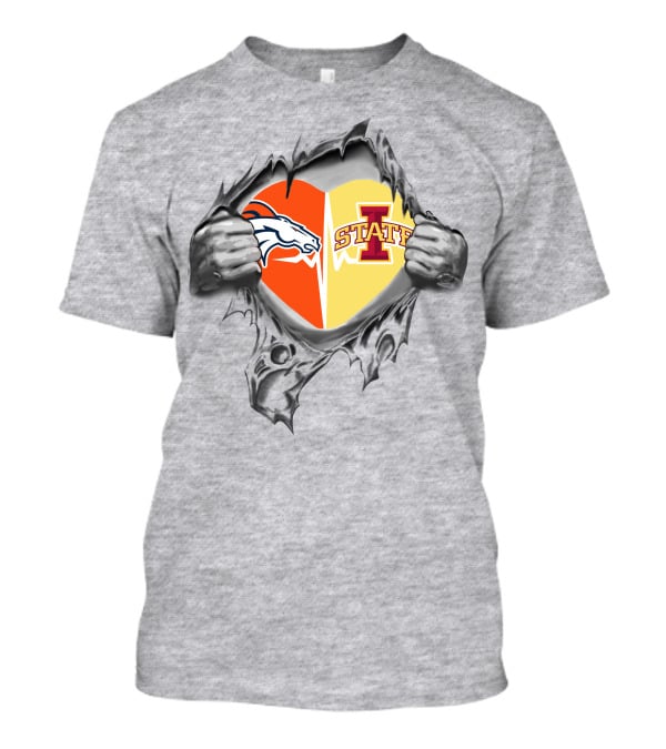 Broncos Iowa State Dual Heart Spirit Team T-Shirt