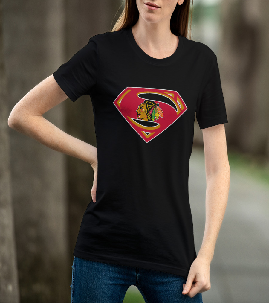 Superman Chicago Blackhawks Logo Combination T-Shirt