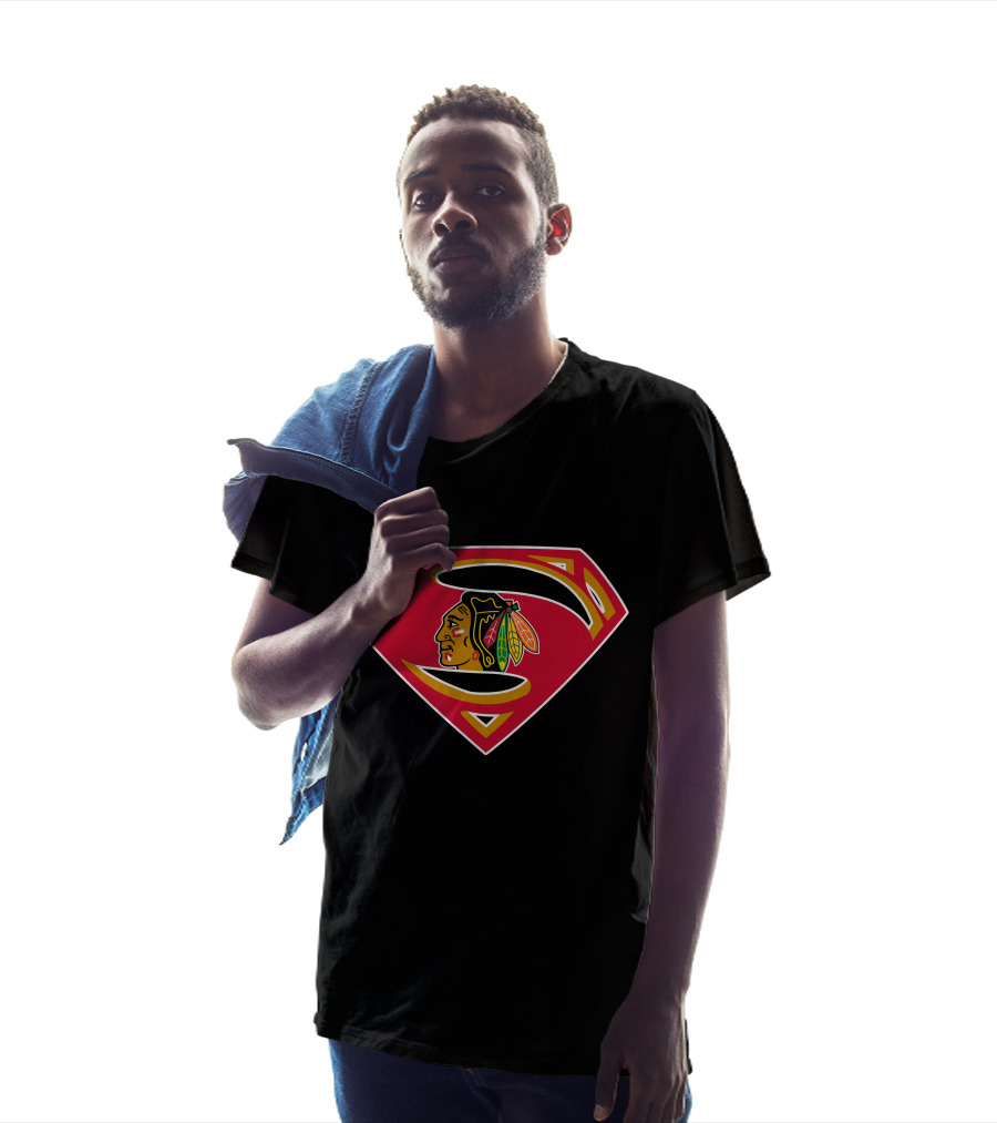Superman Chicago Blackhawks Logo Combination T-Shirt