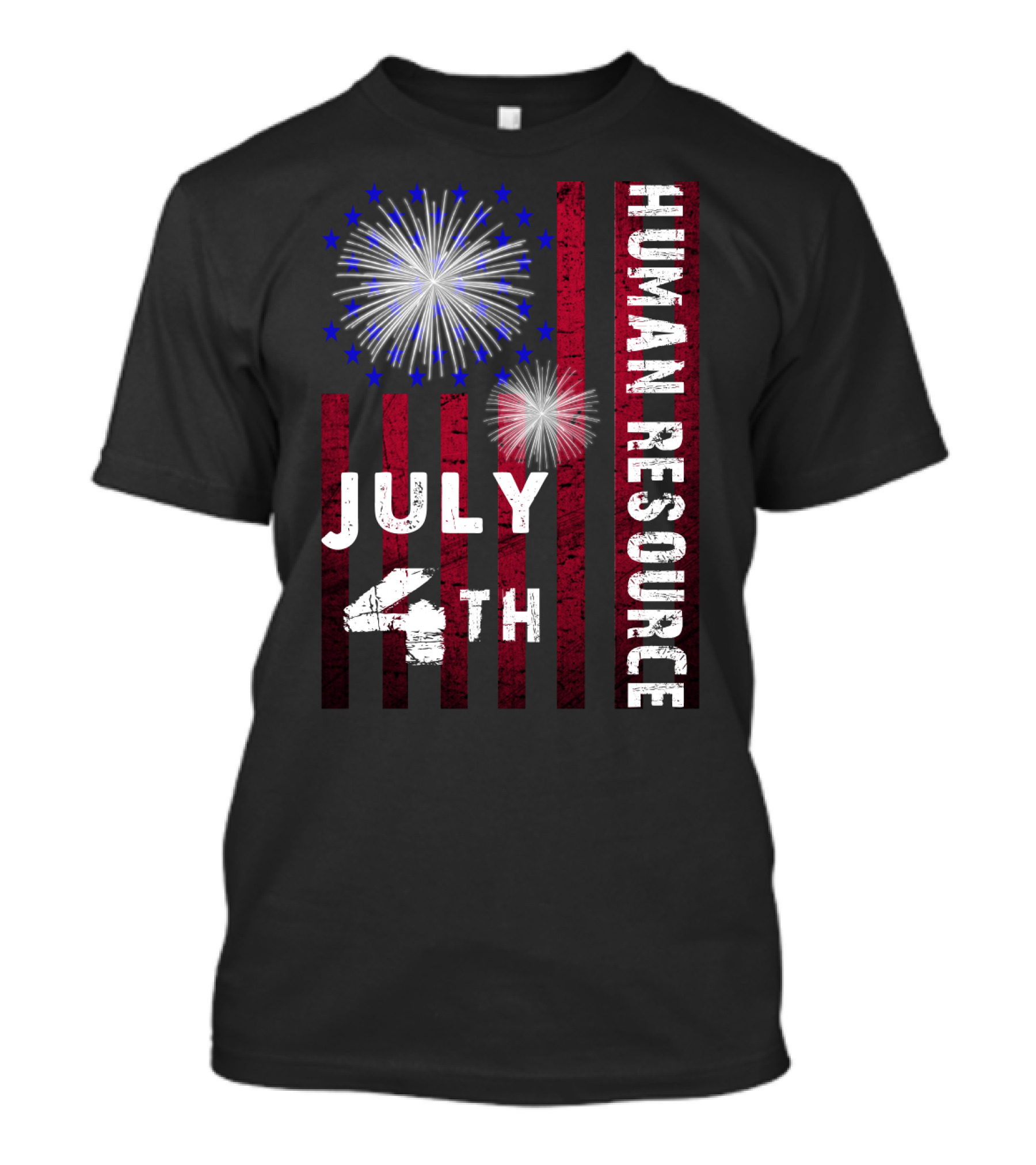 Human Resource July 4Th Fireworks American Independence Day Celebration Stripes T-Shirt