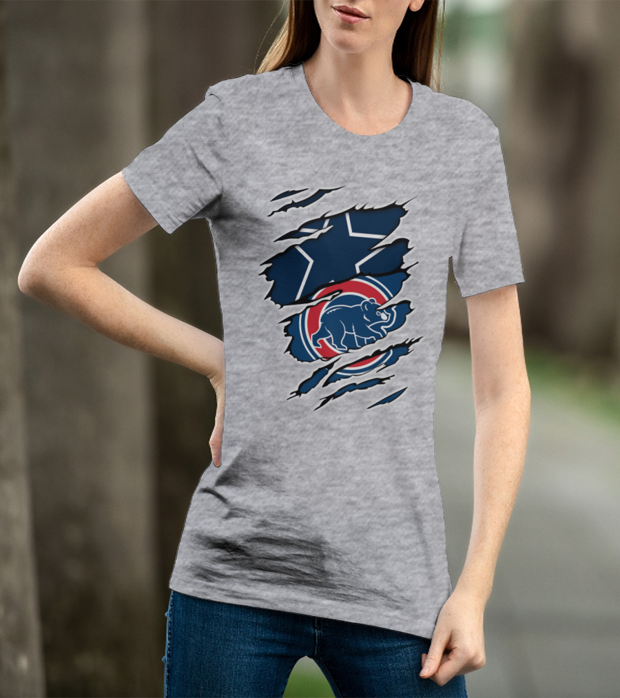 Cowboys Cubs Star And Bear Claw Rips T-Shirt