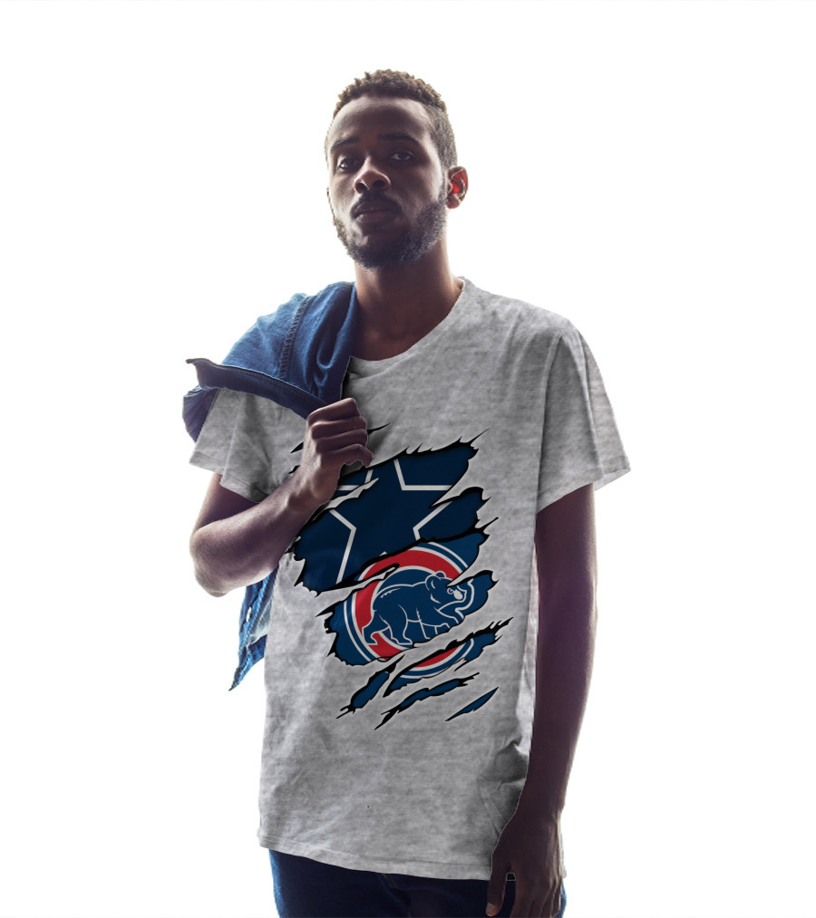 Cowboys Cubs Star And Bear Claw Rips T-Shirt
