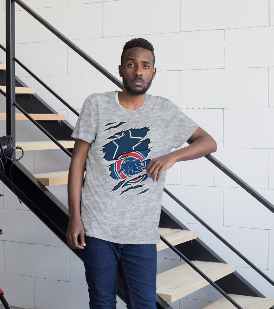 Cowboys Cubs Star And Bear Claw Rips T-Shirt