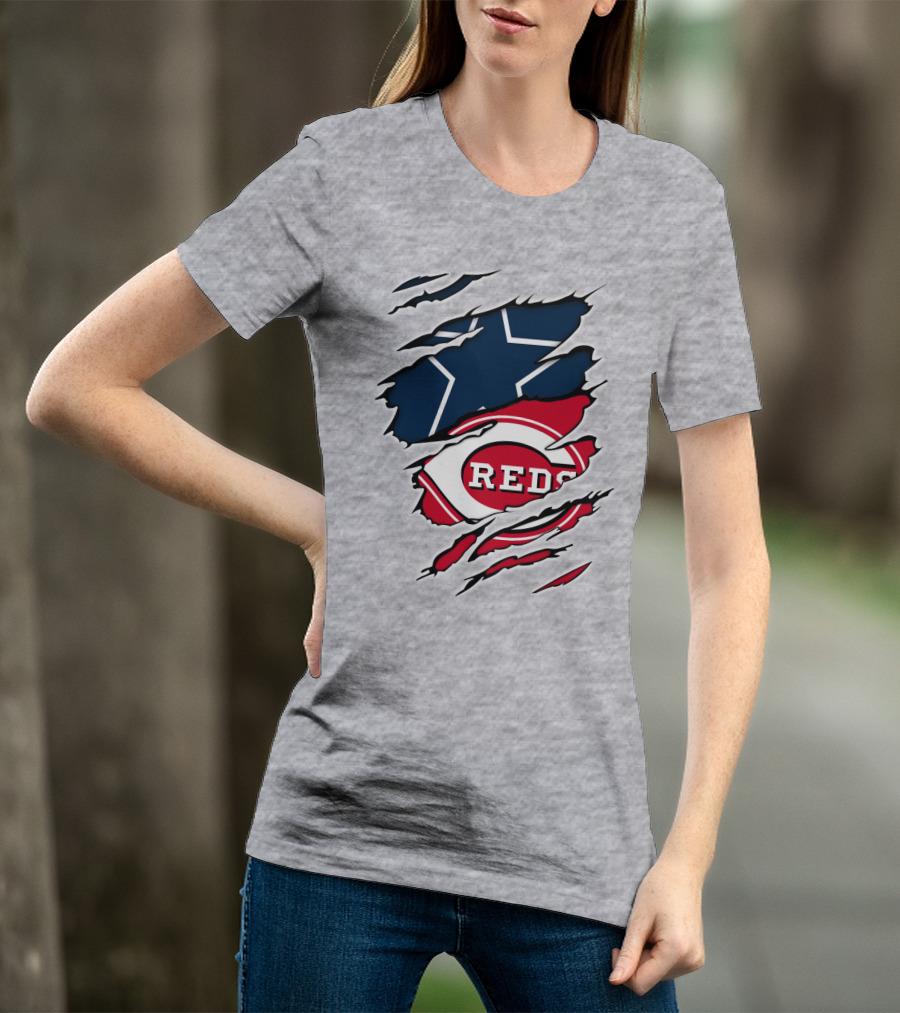 Cowboys Star Reds Logo Ripped T-Shirt