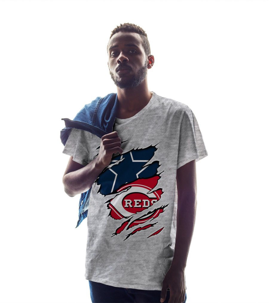 Cowboys Star Reds Logo Ripped T-Shirt