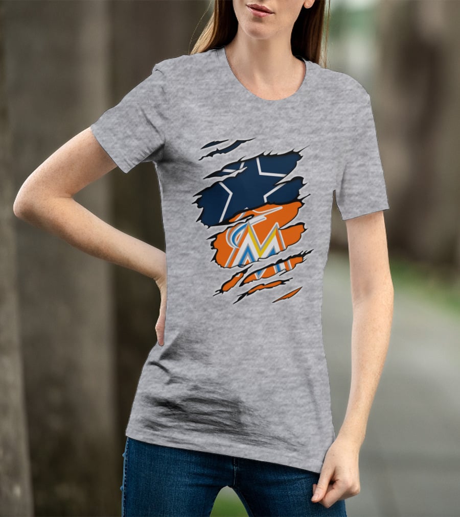 Cowboys Marlins Logo Tear T-Shirt