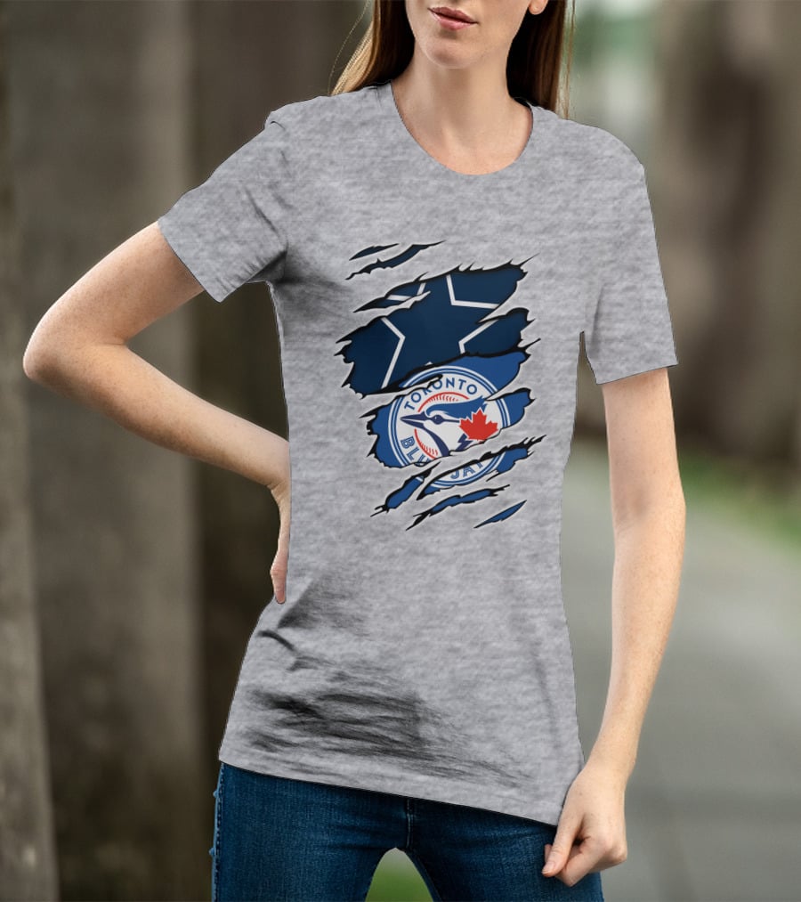 Toronto Blue Jays Dallas Cowboys Ripped T-Shirt
