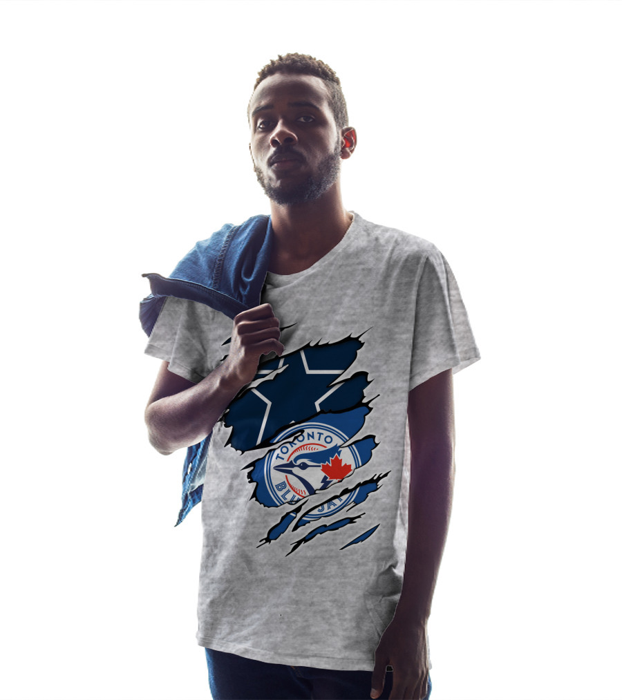 Toronto Blue Jays Dallas Cowboys Ripped T-Shirt