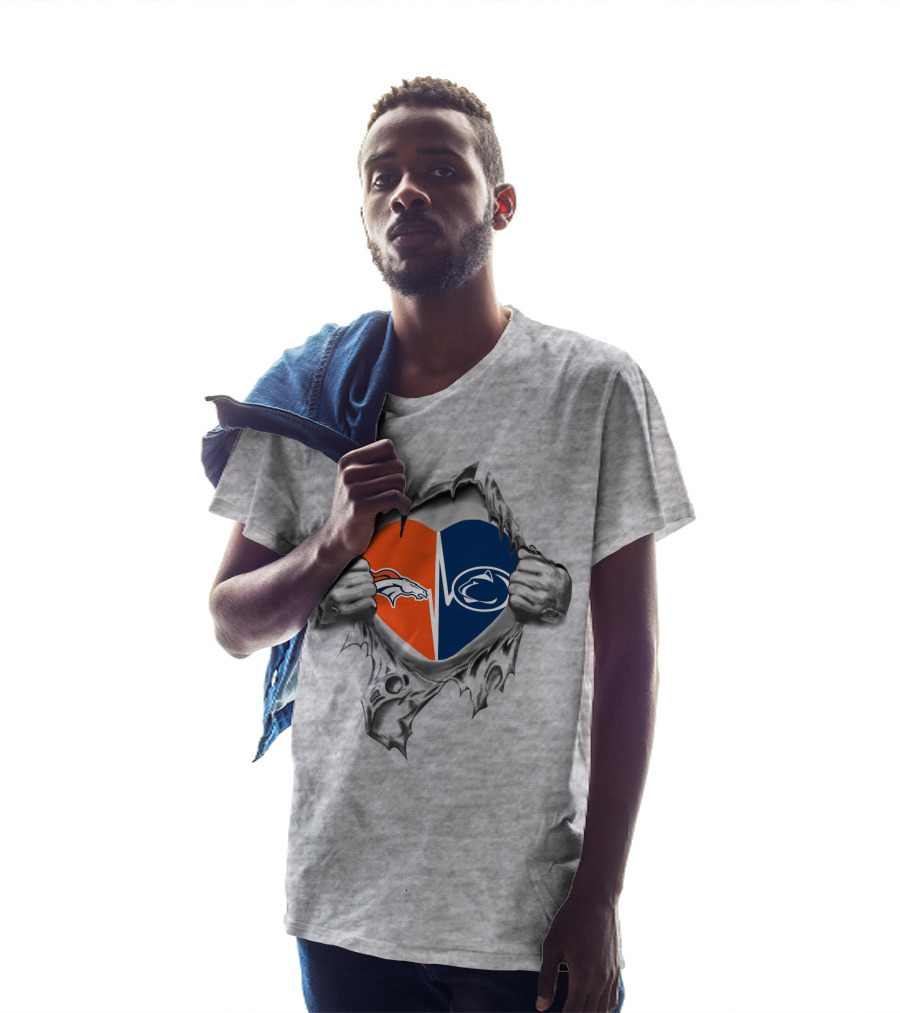 Denver Broncos Penn State Heart Rip T-Shirt